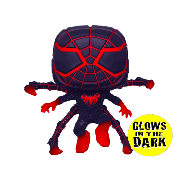 Marvel SpiderMan Miles Morales in Programmable Matter Suit Jumping Glow in the Dark Funko Pop! Vinyl