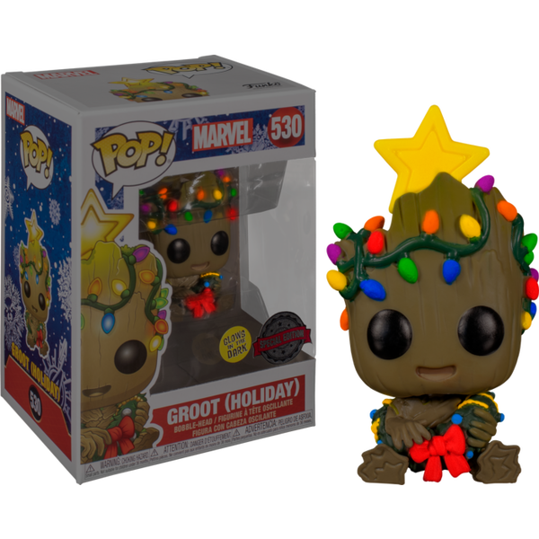 Guardians of the Galaxy Holiday Baby Groot with Christmas Lights Glow in the Dark Funko Pop! Vinyl