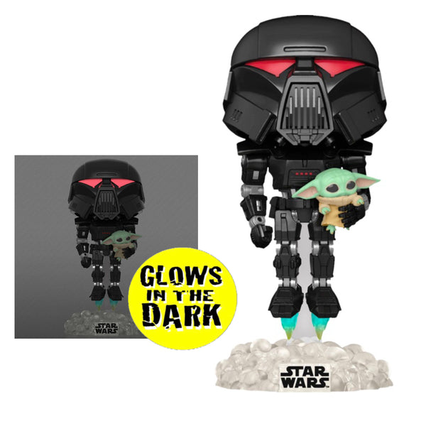 Star Wars The Mandalorian Dark Trooper with Grogu Glow in the Dark Funko Pop! Vinyl